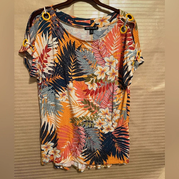 CABLE & GAUGE~VIBRANT BLOUSE~ M - Picture 2 of 5